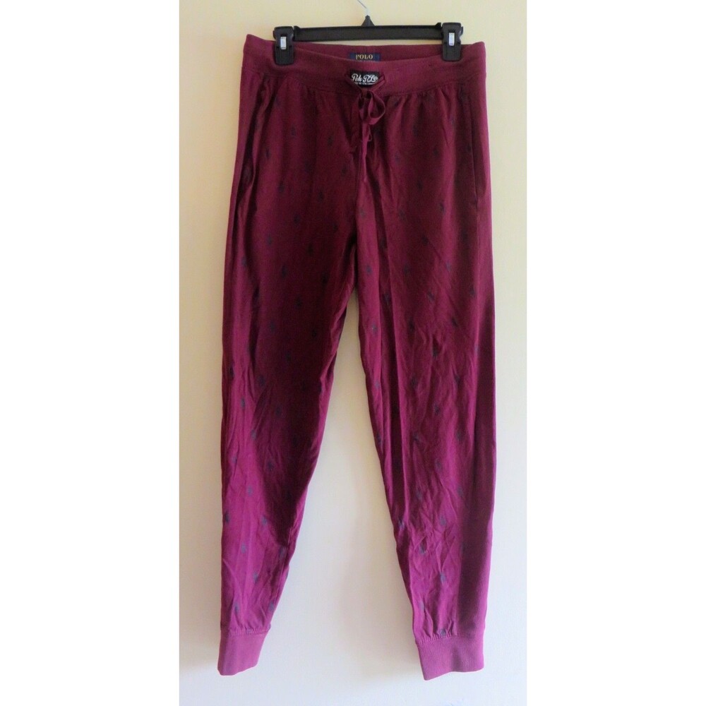 Polo Ralph Lauren Men’s Burgundy Logo Pajama Pants M Cotton Knit Drawstring